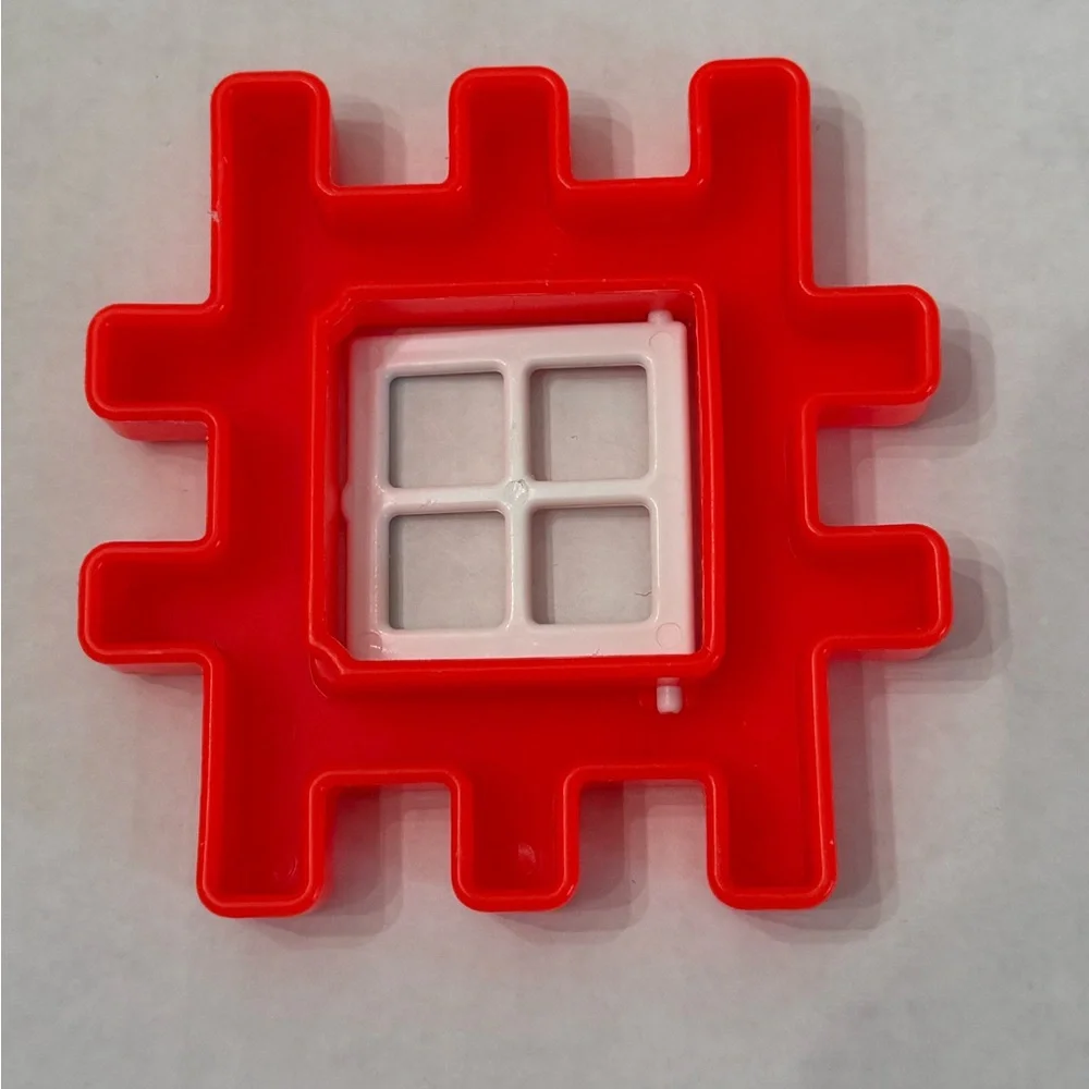 VTG Little Tikes Waffle Blocks 5 Piece Lot‎ 4 Windows 1 Door Red & Blue 4 Inches